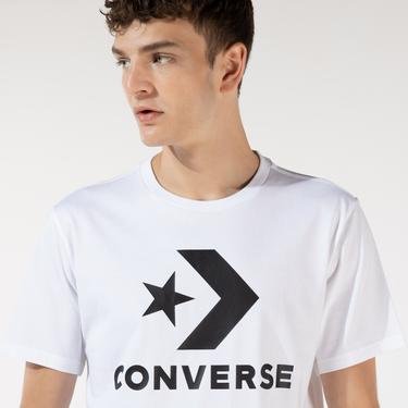  Converse Star Chevron Baskılı Erkek Beyaz T-Shirt