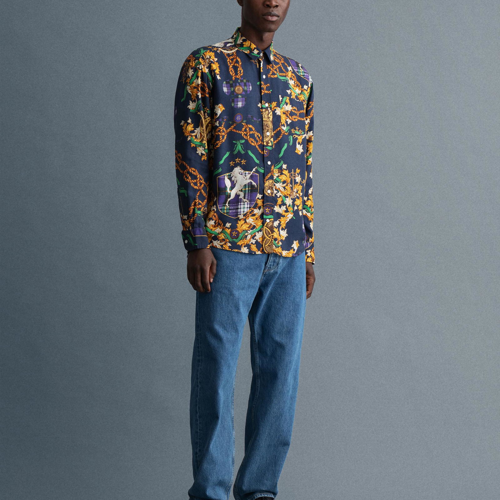 Gant Erkek Mavi Relaxed Fit Jean Pantolon