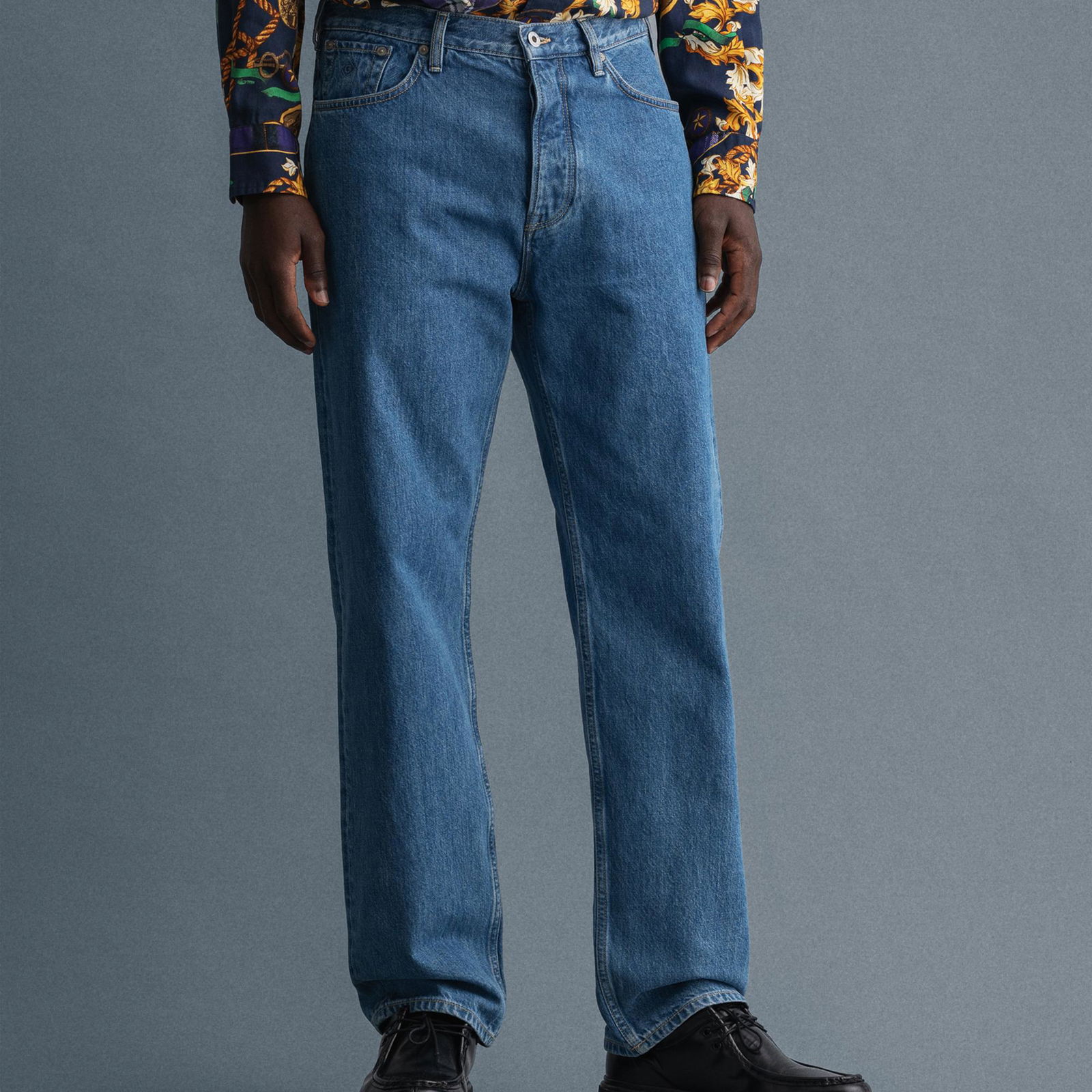 Gant Erkek Mavi Relaxed Fit Jean Pantolon