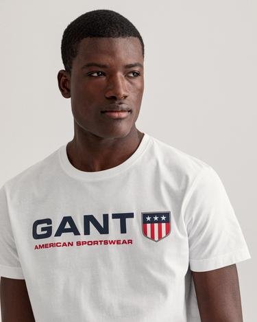  GANT Erkek Beyaz Baskılı Regular Fit T-shirt