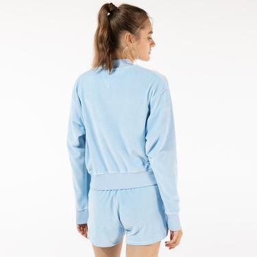  Tommy Hilfiger TJW Pastel Velour Crew Kadın Mavi Sweatshirt