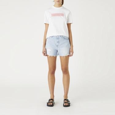  Calvin Klein Jeans Hero Logo Baskılı Kadın Beyaz T-Shirt