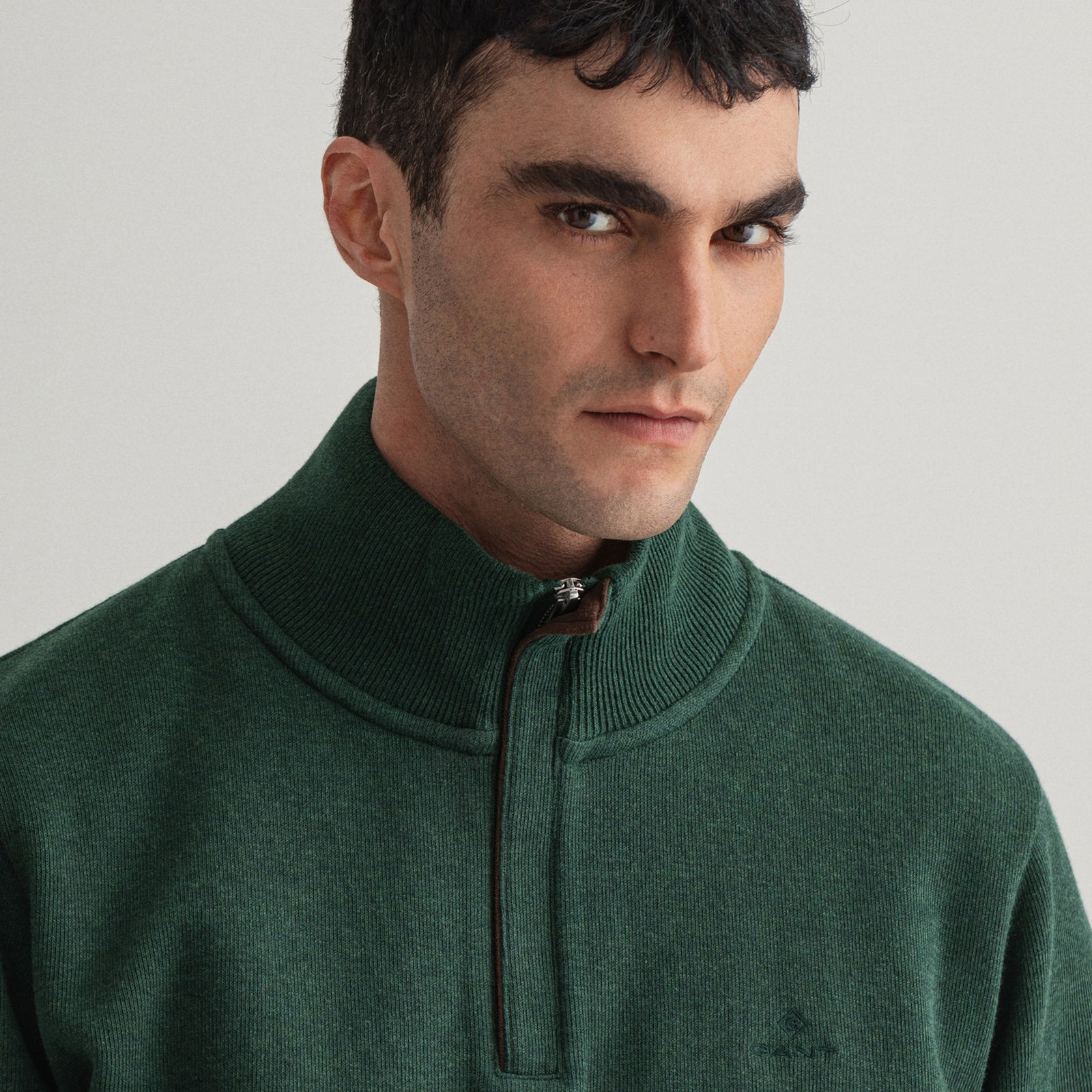 GANT Erkek Yeşil Regular Fit Yarım Fermuarlı Sweatshirt
