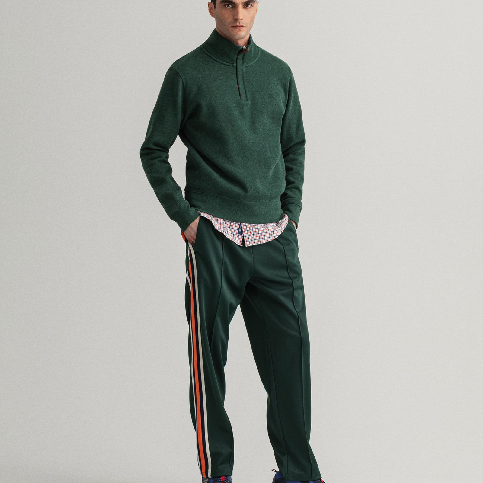 GANT Erkek Yeşil Regular Fit Yarım Fermuarlı Sweatshirt