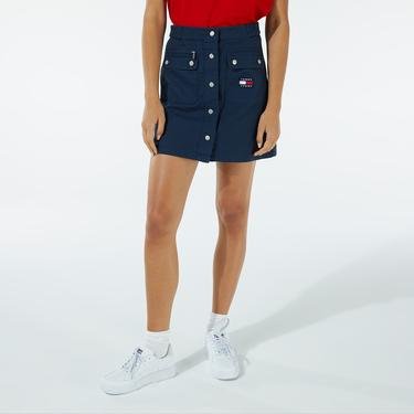  Tommy Jeans Button Mini Utility Skirt Kadın Mavi Etek