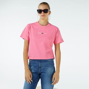  Tommy Jeans Linear Logo Kadın Pembe T-Shirt
