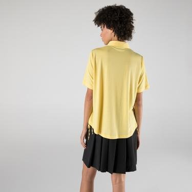  Lacoste Kadın Loose Fit Kısa Kollu Sarı Gömlek