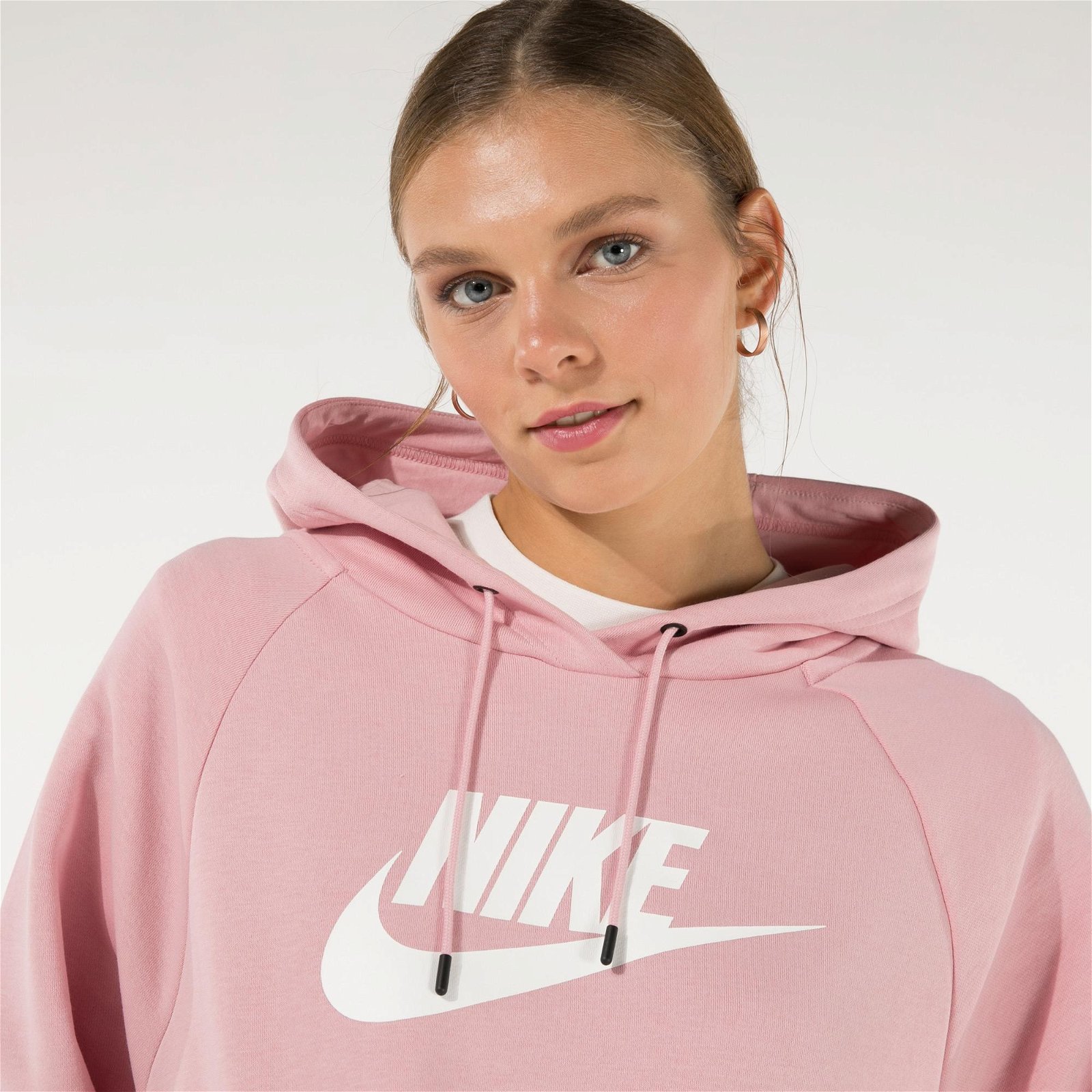 Nike Sportswear Essential Flc Gx Hdy Plus Kadın Kırmızı/Pembe Sweatshirt