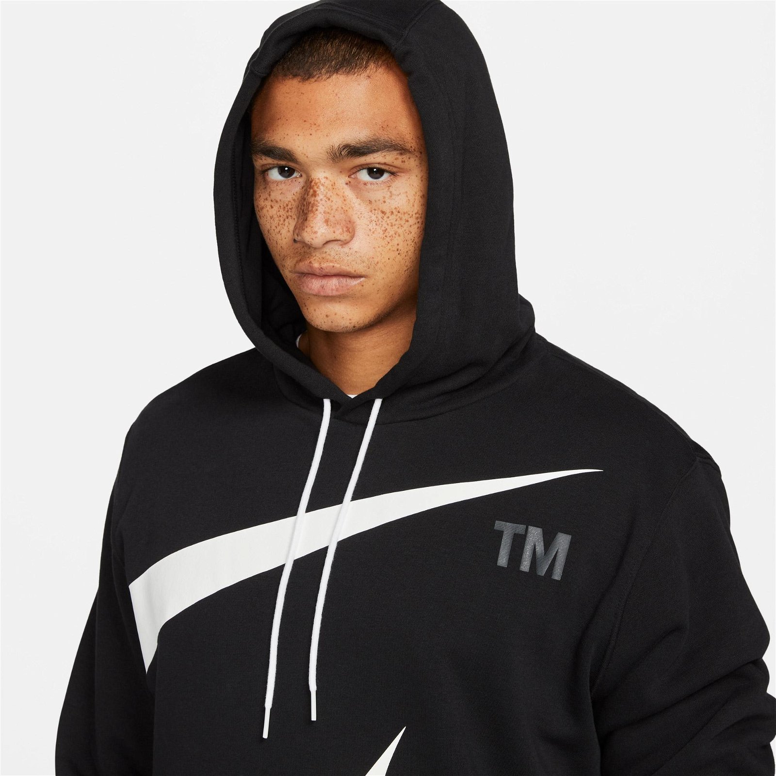 Nike Sportswear Swoosh Pullover Semi-Brussed-Back Erkek Siyah Sweatshirt