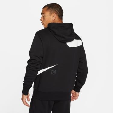  Nike Sportswear Swoosh Pullover Semi-Brussed-Back Erkek Siyah Sweatshirt