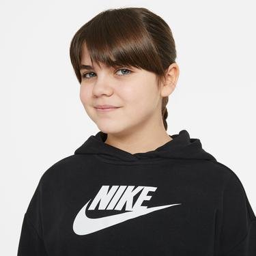  Nike Sportswear Club Fit Çocuk Siyah Crop Hoodie Sweatshirt