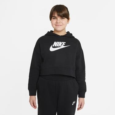  Nike Sportswear Club Fit Çocuk Siyah Crop Hoodie Sweatshirt