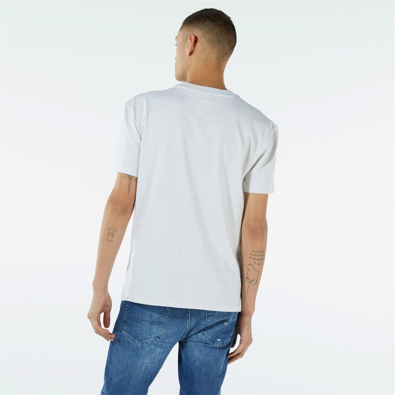 Tommy Jeans Linear Logo Erkek Beyaz T-Shirt
