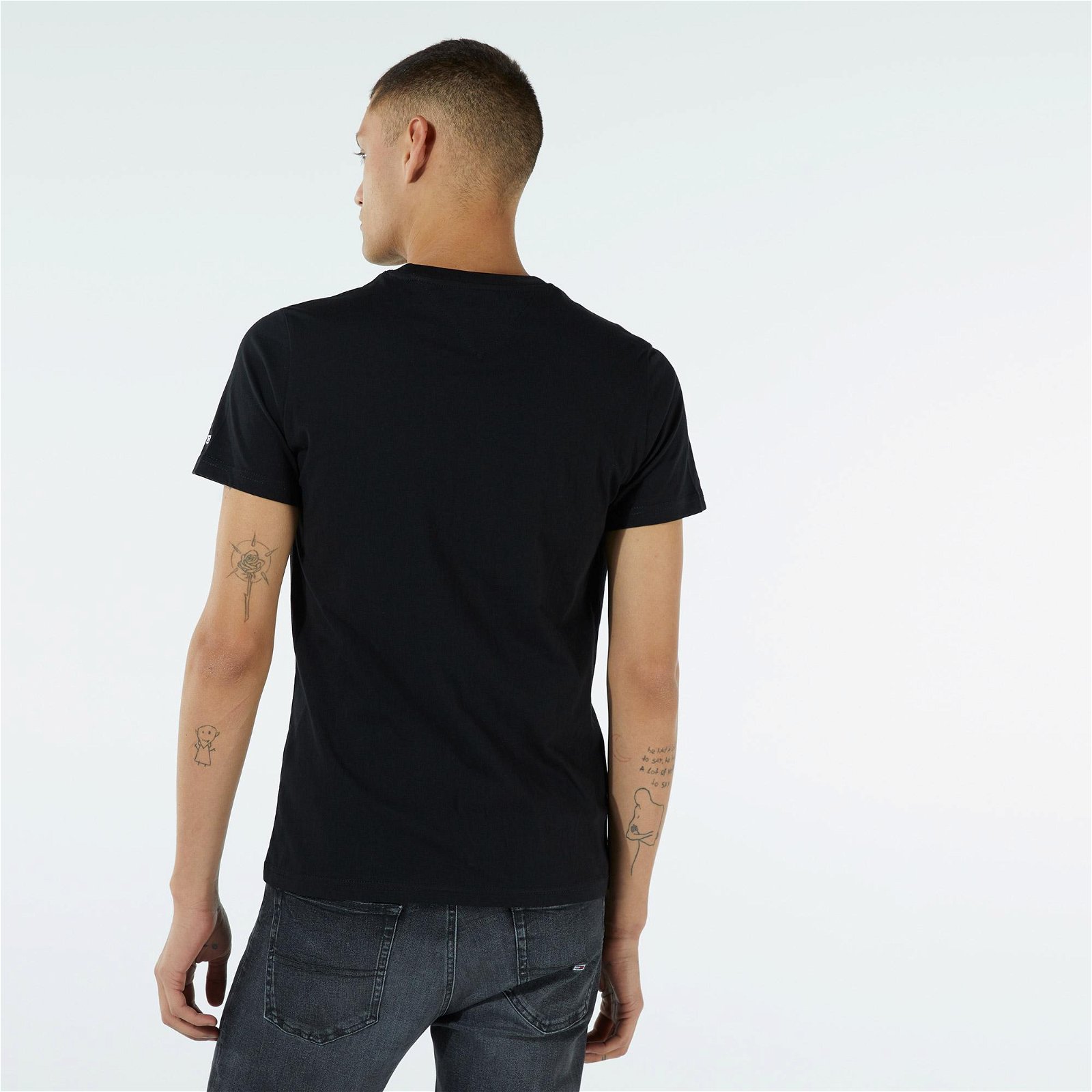 Tommy Jeans Linear Logo Erkek Siyah T-Shirt