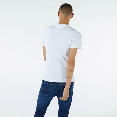  Tommy Jeans Flag Erkek Beyaz T-Shirt