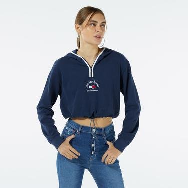  Tommy Jeans Crop Timeless 1 Kadın Mavi Sweatshirt