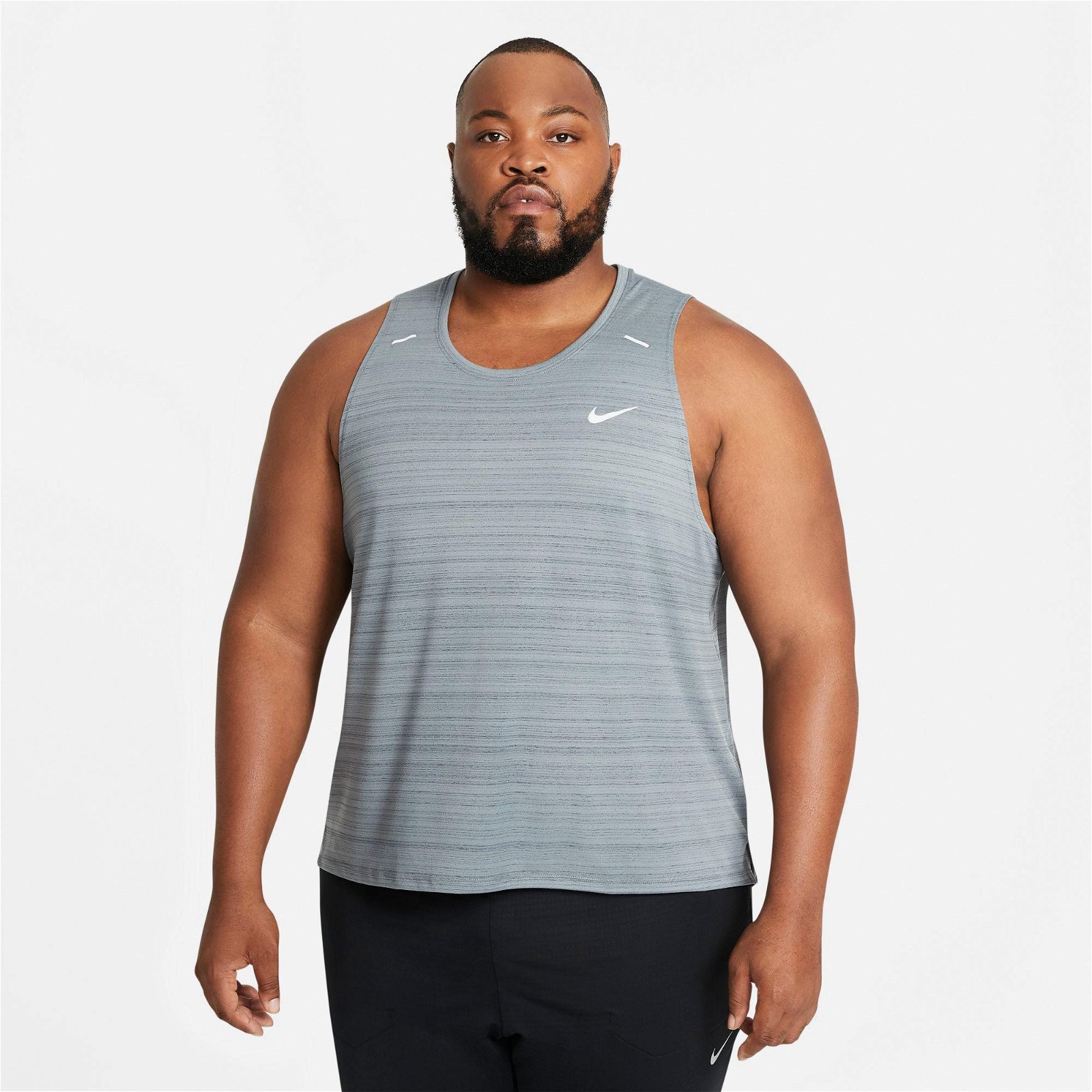 Nike Dri-Fit Miler Tank Erkek Gri Kolsuz T-Shirt