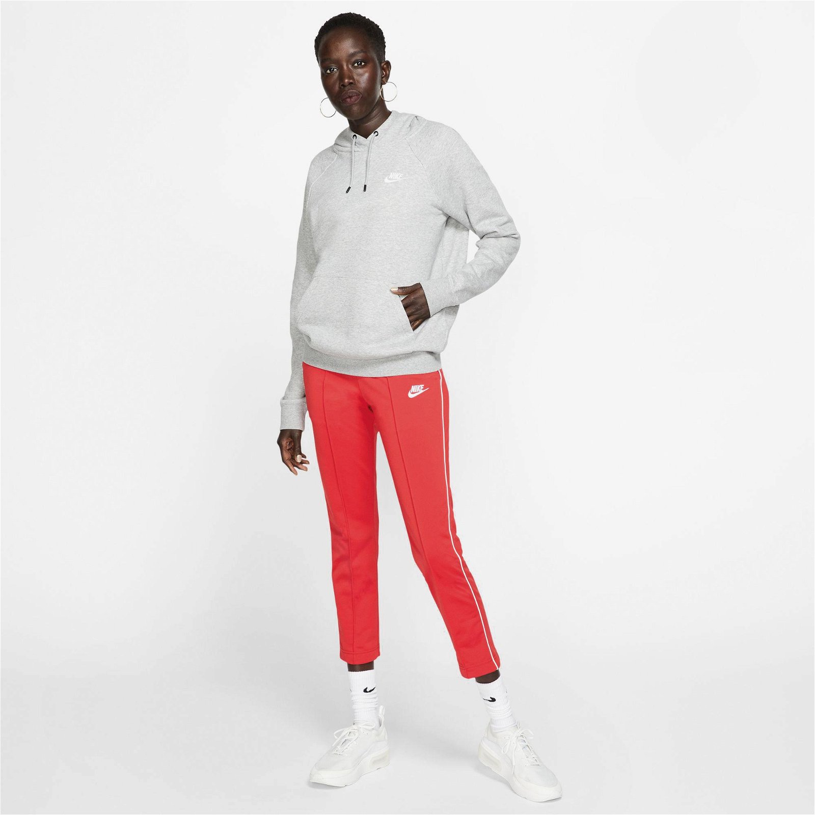 Nike Sportswear Essential Fleece Pullover Kadın Gri Sweatshirt
