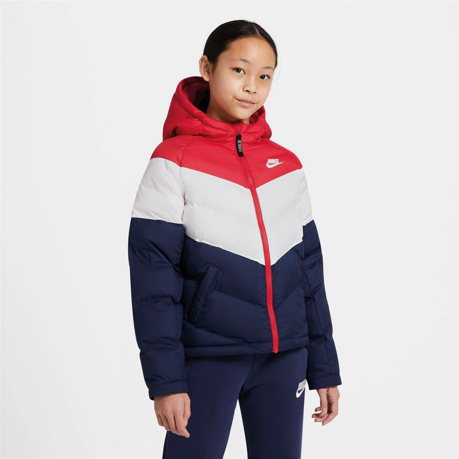 Nike U Sportswear Synthetic Fill Çocuk Kırmızı-Beyaz Kapüşonlu Ceket