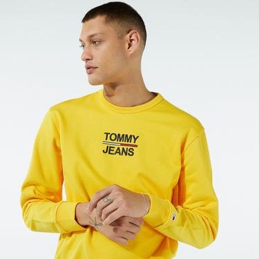  Tommy Jeans Essential Crew Erkek Sarı Sweatshirt
