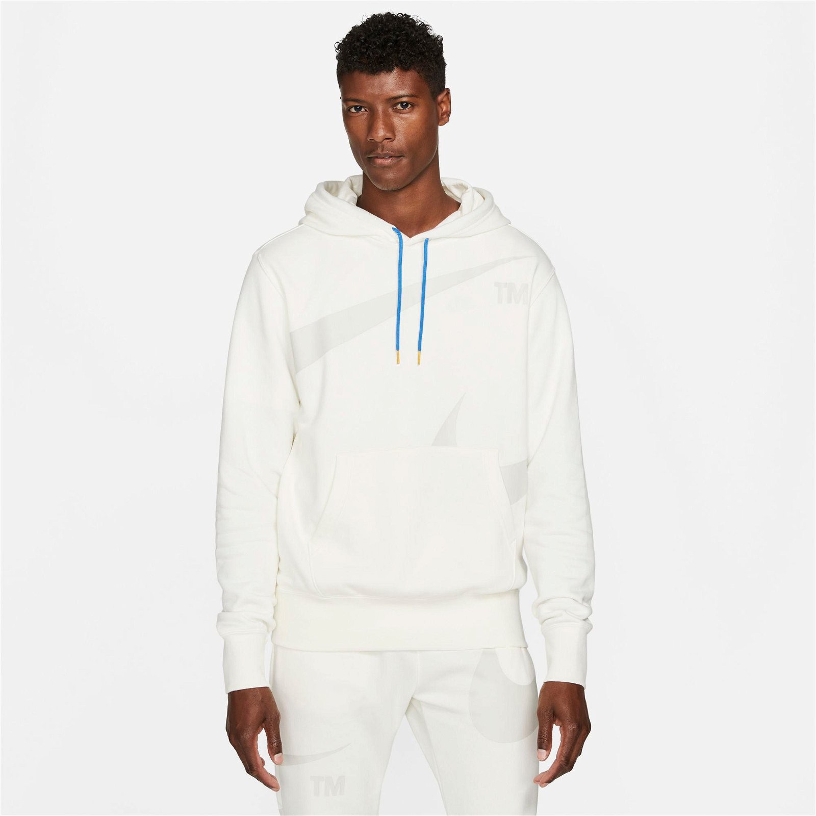 Nike Sportswear Swoosh Pullover Semi-Brussed-Back Erkek Beyaz Sweatshirt