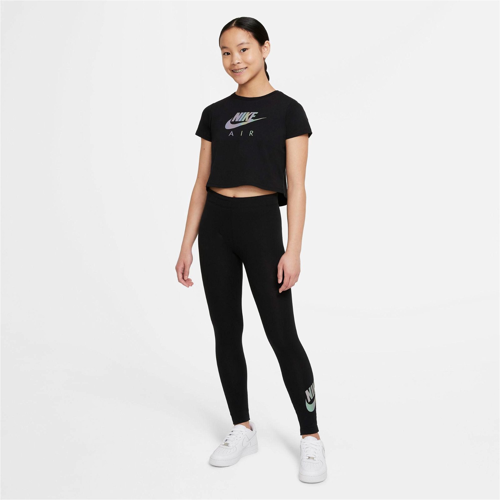 Nike Sportswear Crop Air Çocuk Siyah-Beyaz T-Shirt