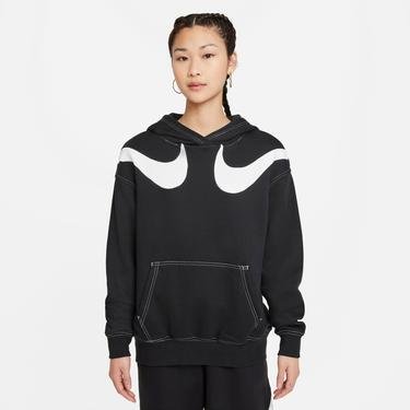  Nike Sportswear H FLC X Kadın Büyük Beden Siyah-Beyaz Sweatshirt