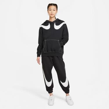  Nike Sportswear H FLC X Kadın Büyük Beden Siyah-Beyaz Sweatshirt