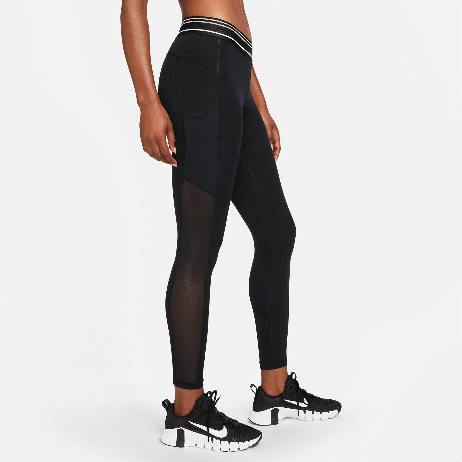 Nike Pro Dri-FIT NL PKT TT Kadın Siyah-Beyaz Tayt