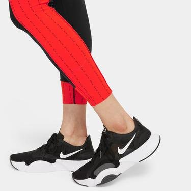  Nike One LX Dri-FIT Icon Clash R 7/8 Kadın Siyah-Kırmızı Tayt