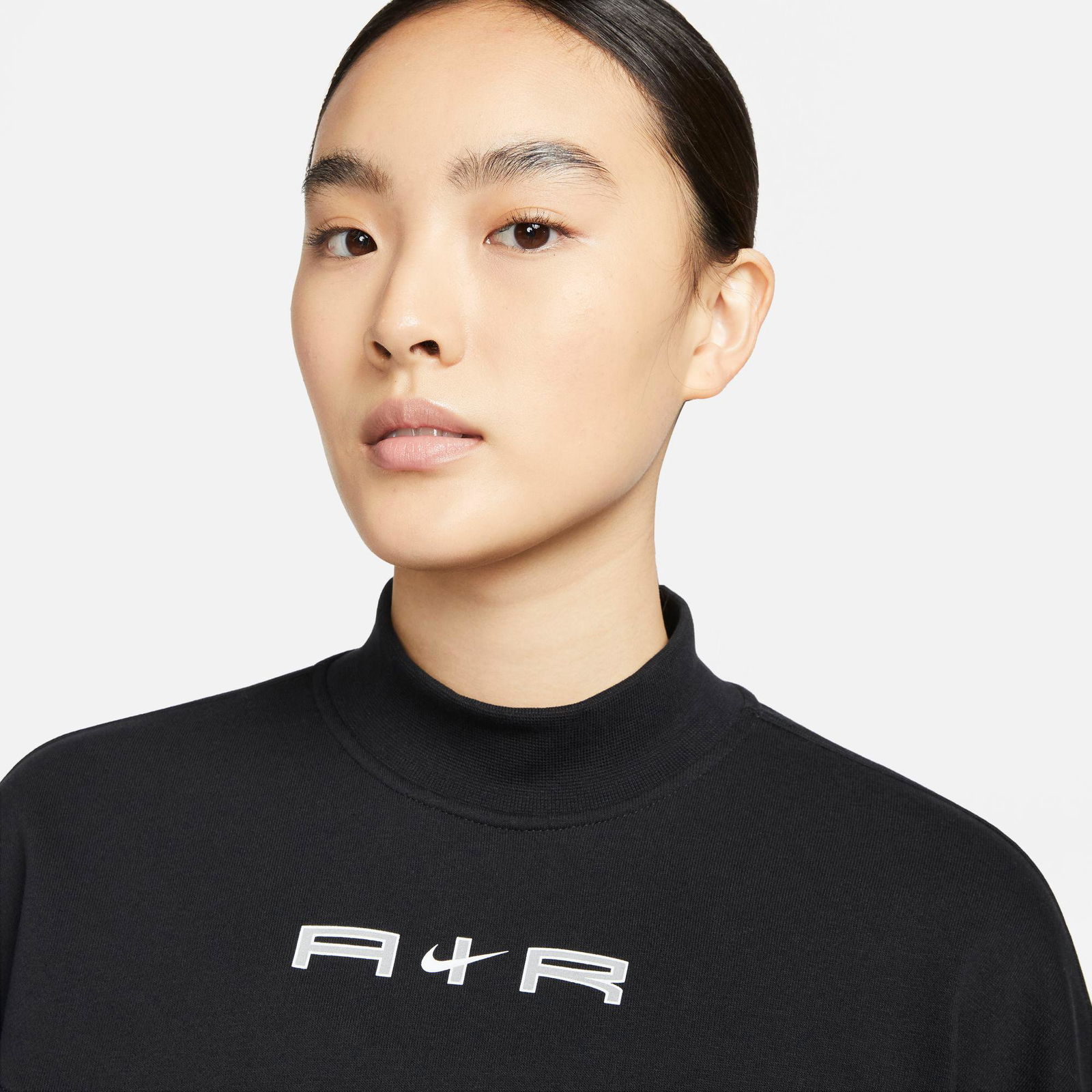 Nike Sportswear Air Fleece Mock Top Kadın Büyük Beden Siyah Sweatshirt