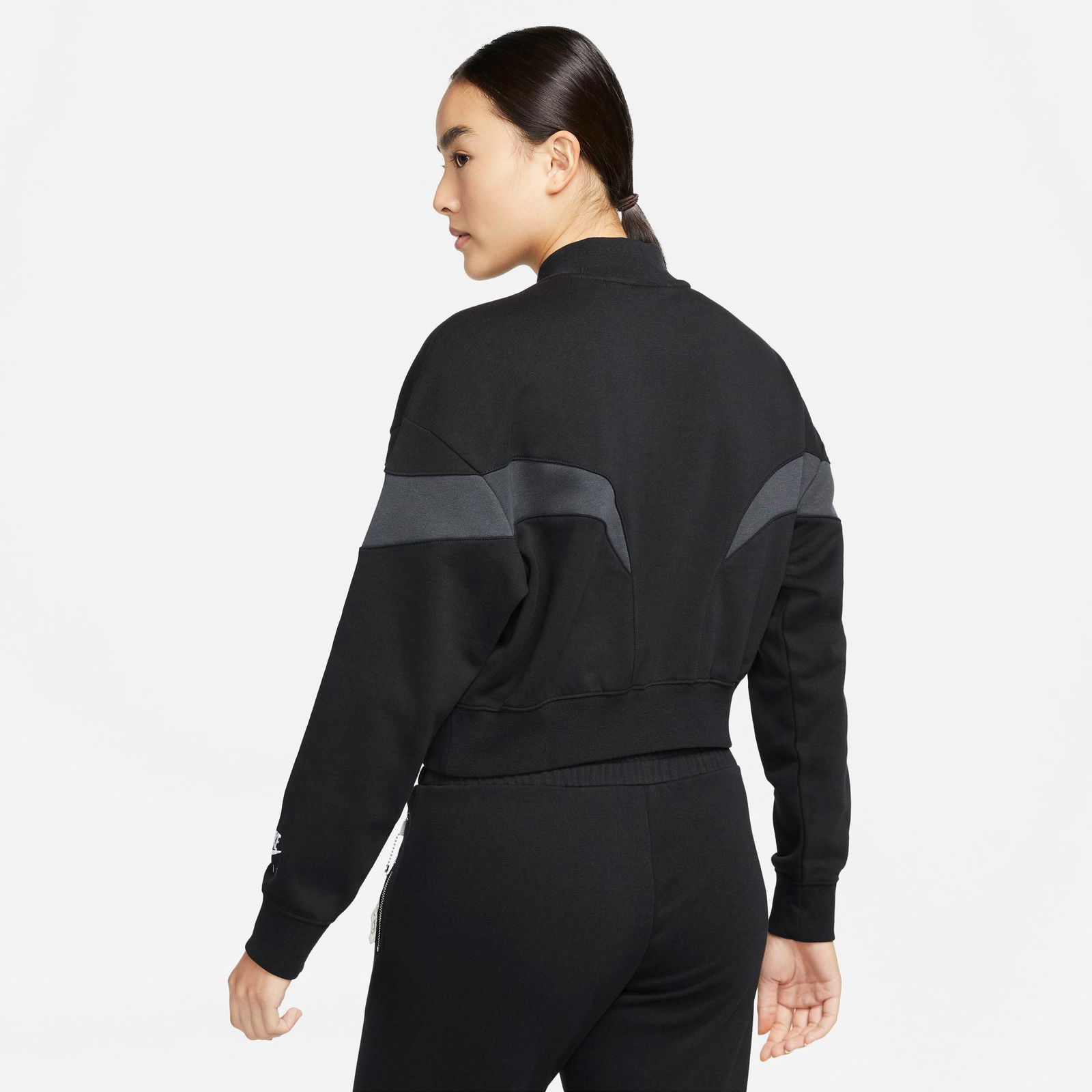 Nike Sportswear Air Fleece Mock Top Kadın Büyük Beden Siyah Sweatshirt