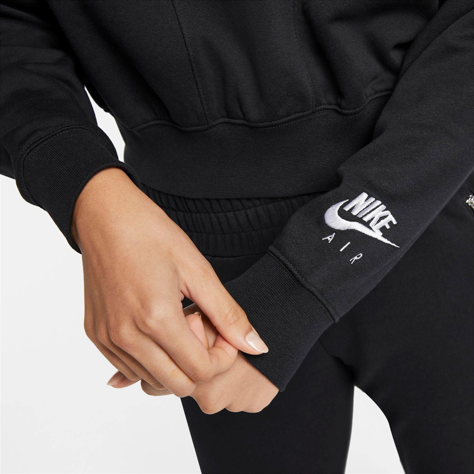 Nike Sportswear Air Fleece Mock Top Kadın Büyük Beden Siyah Sweatshirt