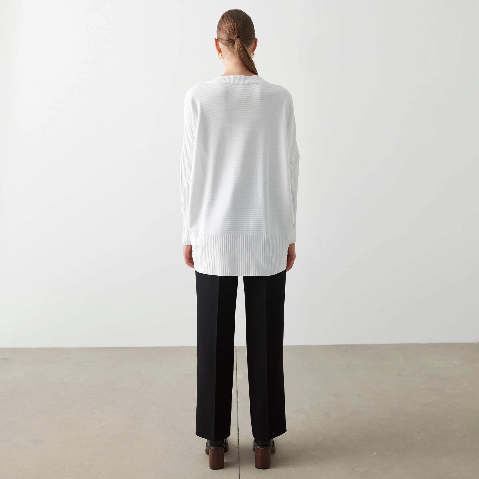 İpekyol Fitilli Örme Kadın Beyaz Bluz