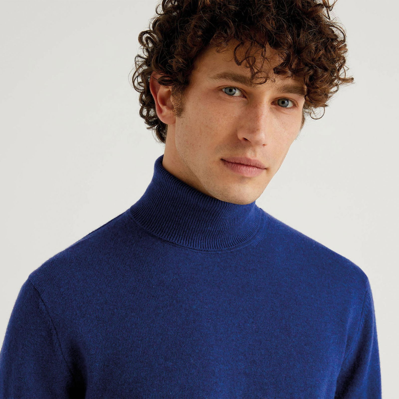 Benetton Boğazlı Merino Erkek Lacivert Kazak