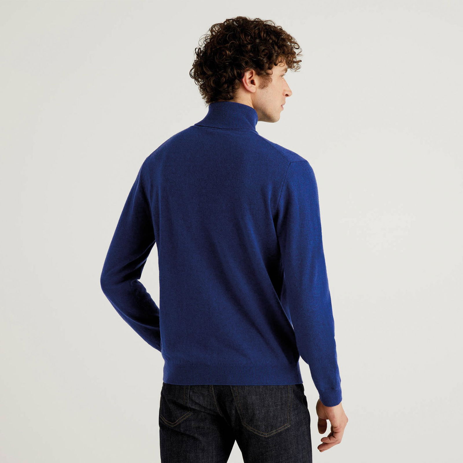 Benetton Boğazlı Merino Erkek Lacivert Kazak