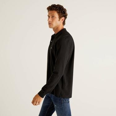  Benetton Uzun Kollu Erkek Siyah Polo T-Shirt