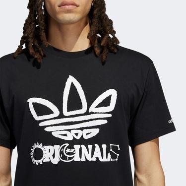  adidas Originals Trefo Baskılı Erkek Siyah T-shirt