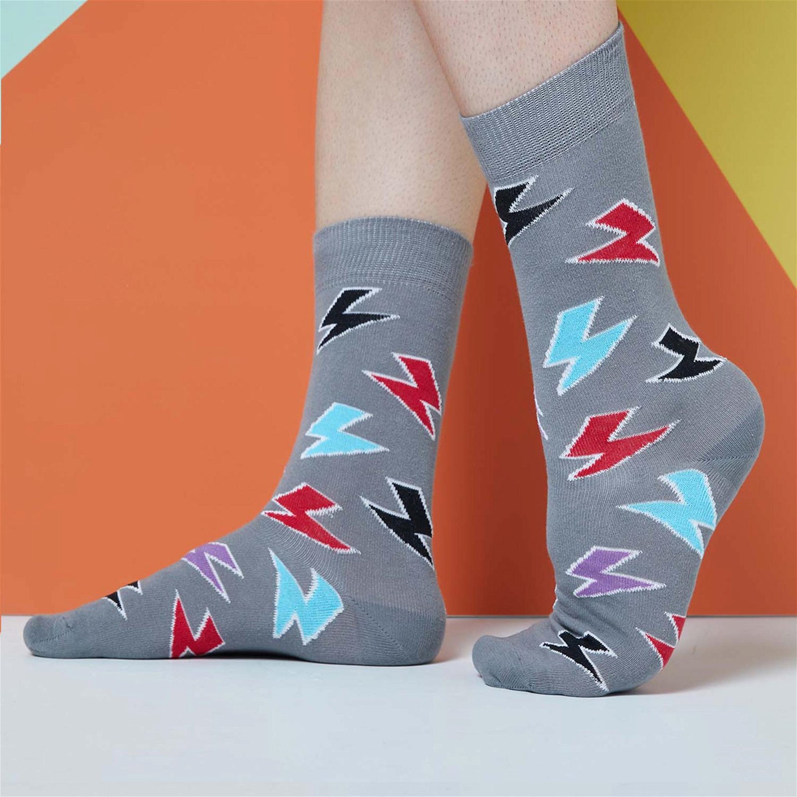 The Socks Company Lightning Bolt Desenli Erkek Renkli Çorap