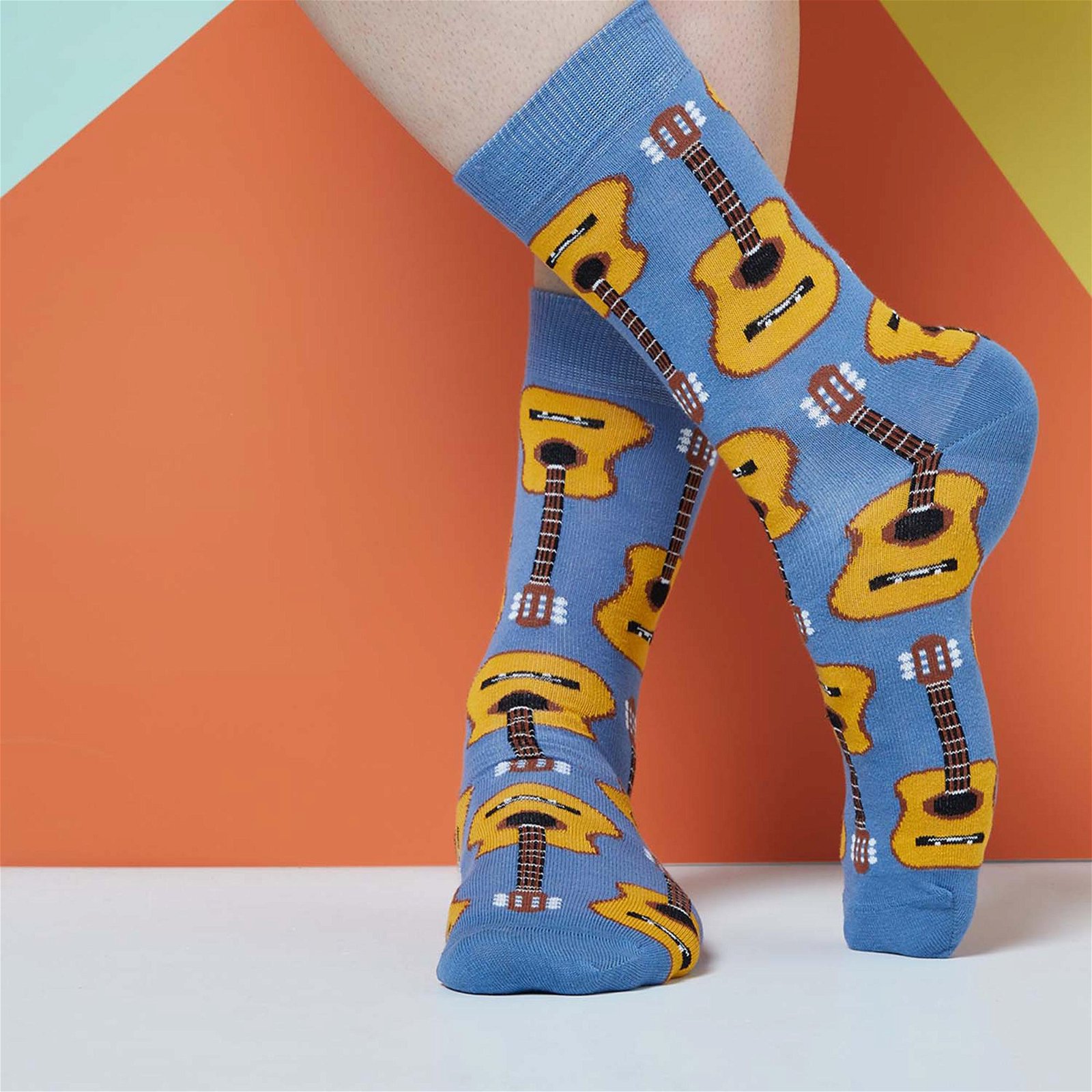 The Socks Company Acoustic Guitars Desenli Erkek Renkli Çorap