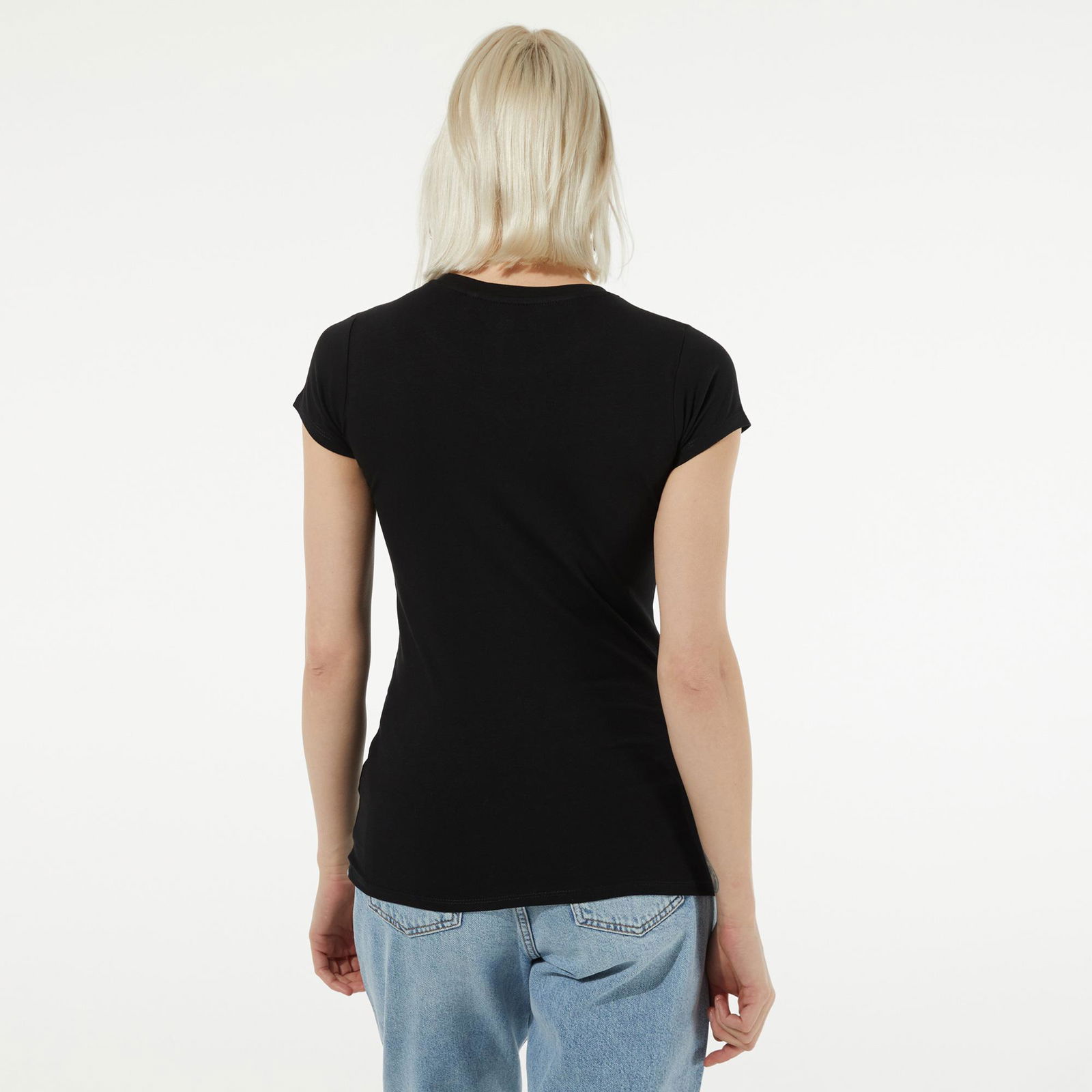Guess Ghost Leopard Logo R3 Kadın Siyah T-Shirt