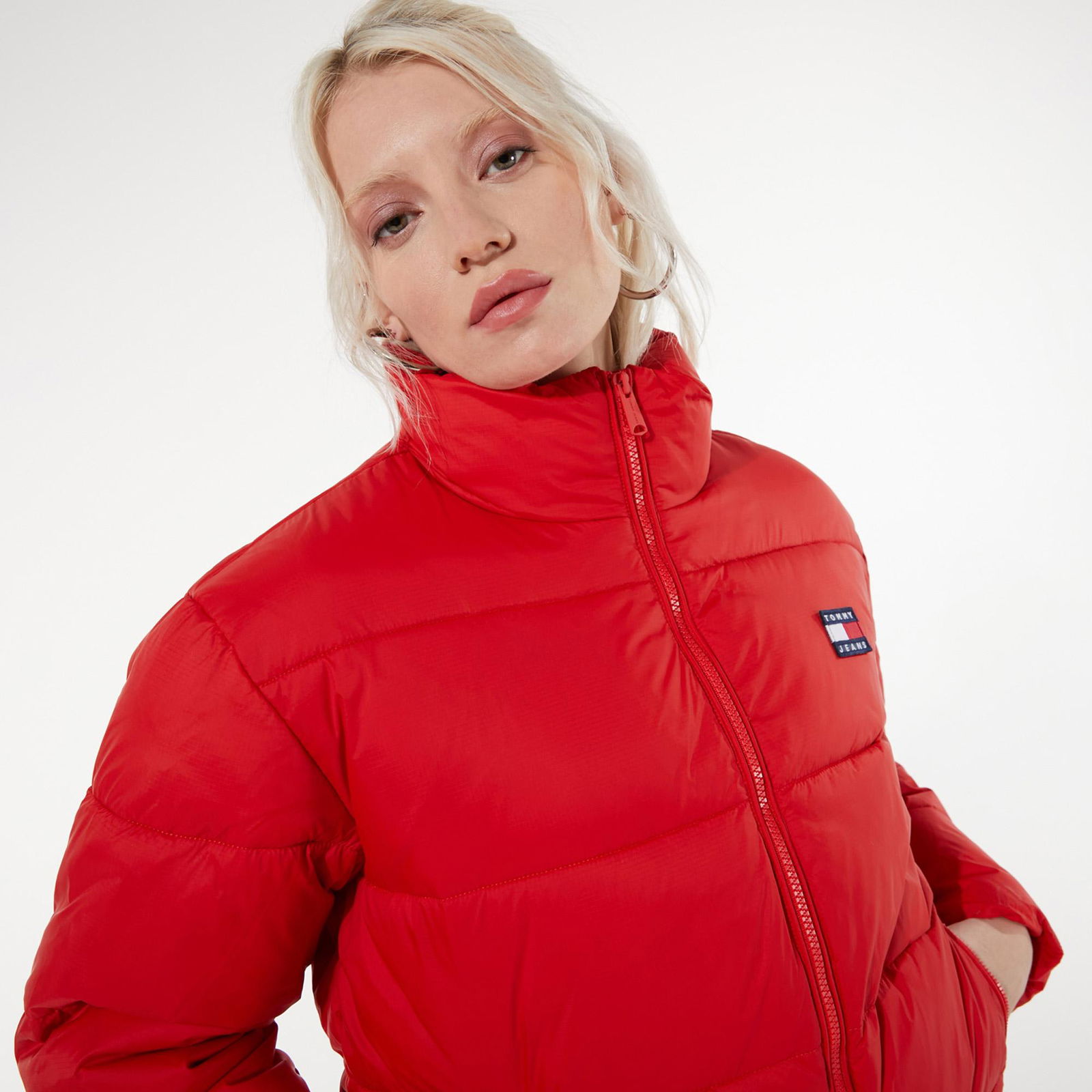Tommy Jeans Modern Puffer Kadın Kırmızı Ceket