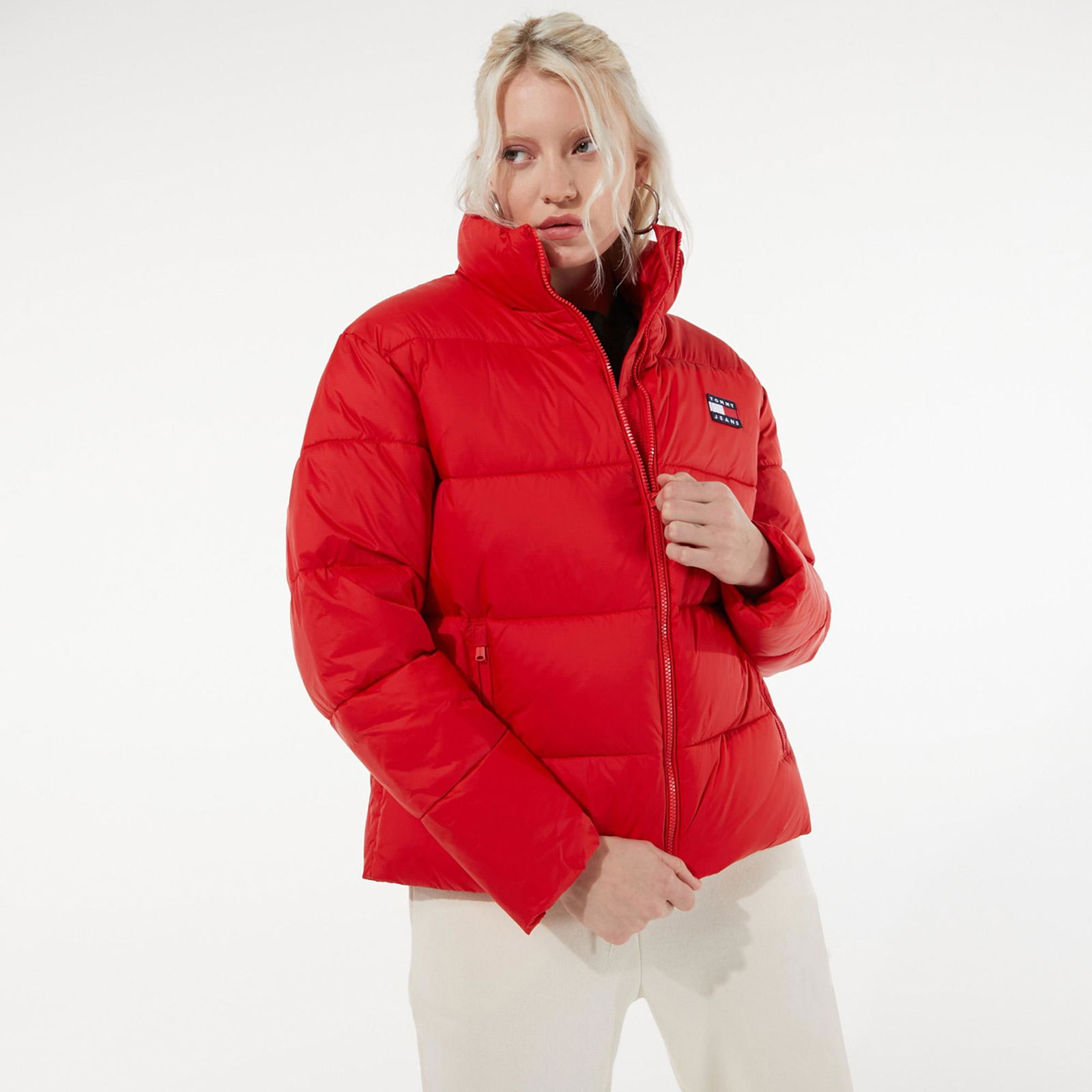Tommy Jeans Modern Puffer Kadın Kırmızı Ceket