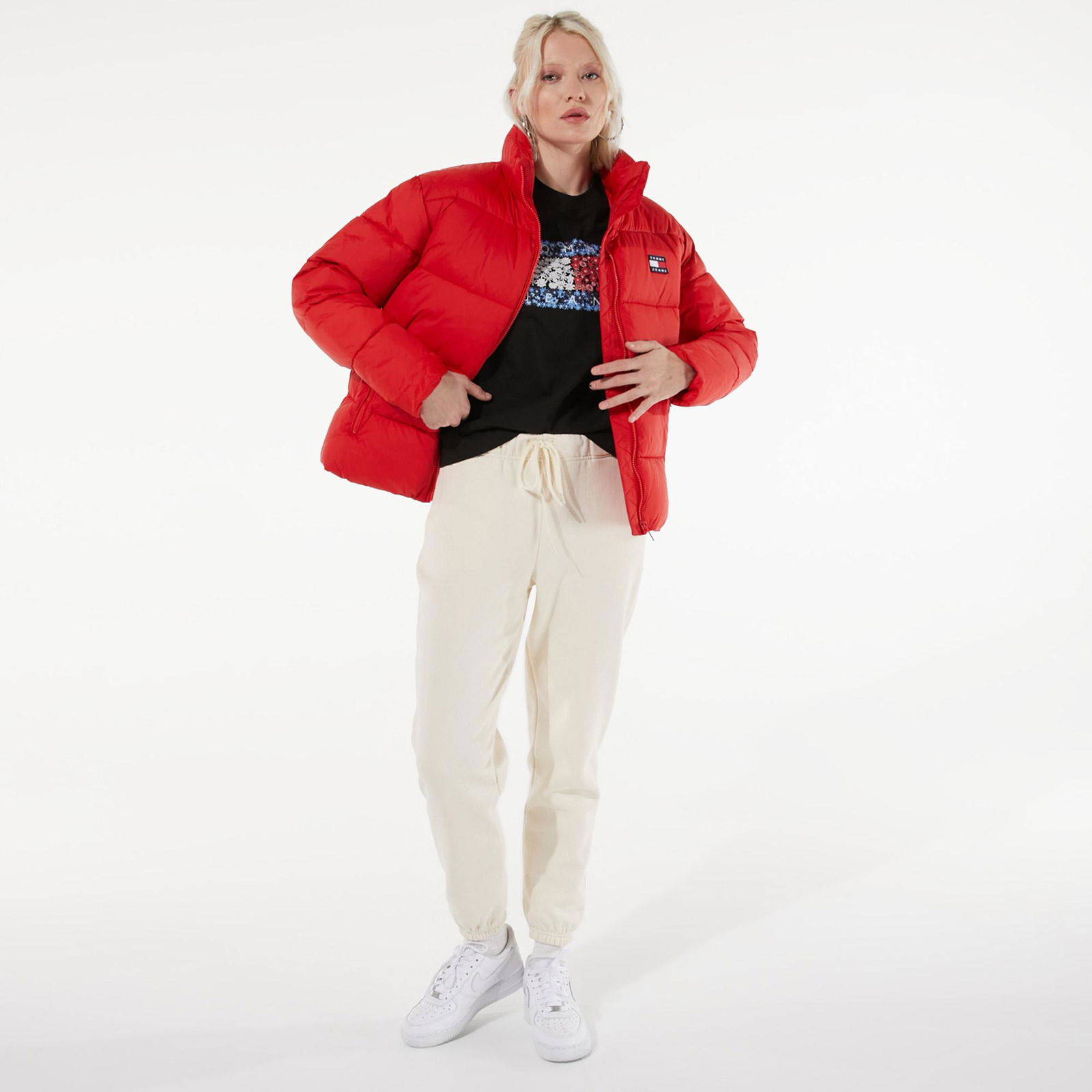 Tommy Jeans Modern Puffer Kadın Kırmızı Ceket