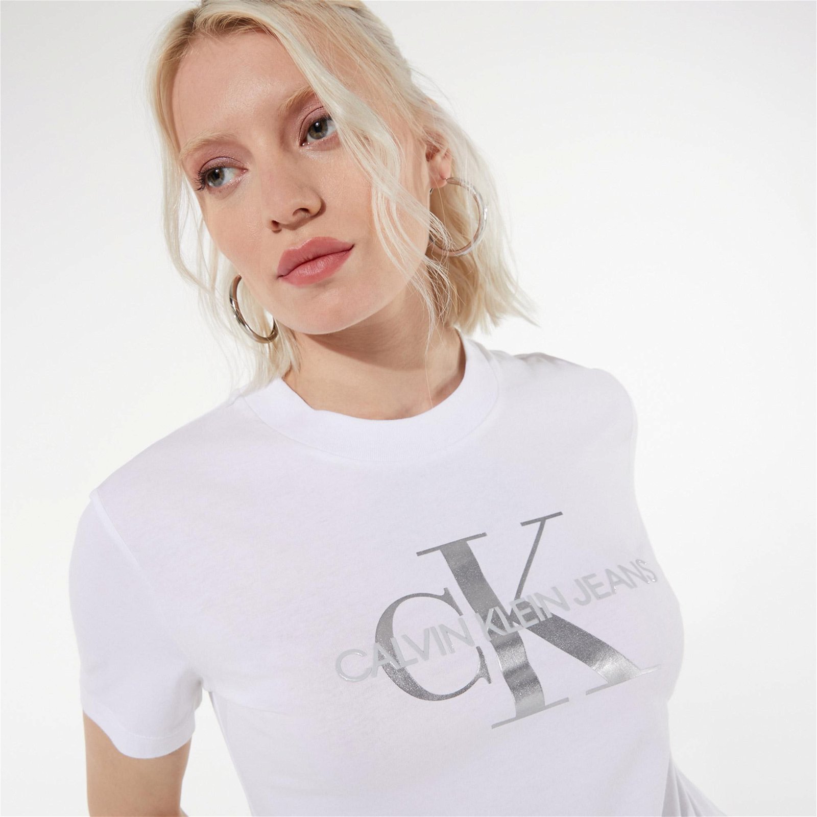 Calvin Klein Matt & Shine Kadın Beyaz T-Shirt