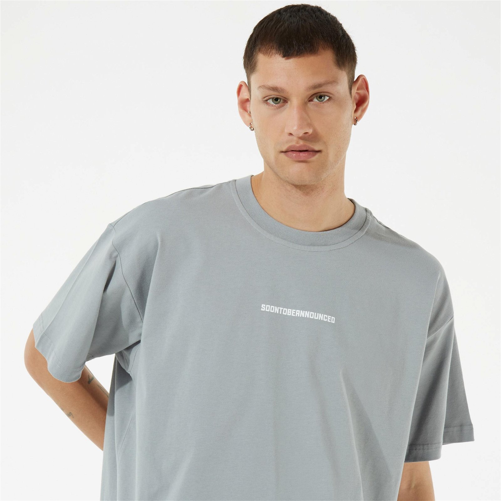 SOONTOBEANNOUNCED Logo Printed Unisex Gri T-Shirt