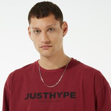  HYPEVintage Burgundy Oversızed Jh T-Shirt Erkek Bordo T-Shirt