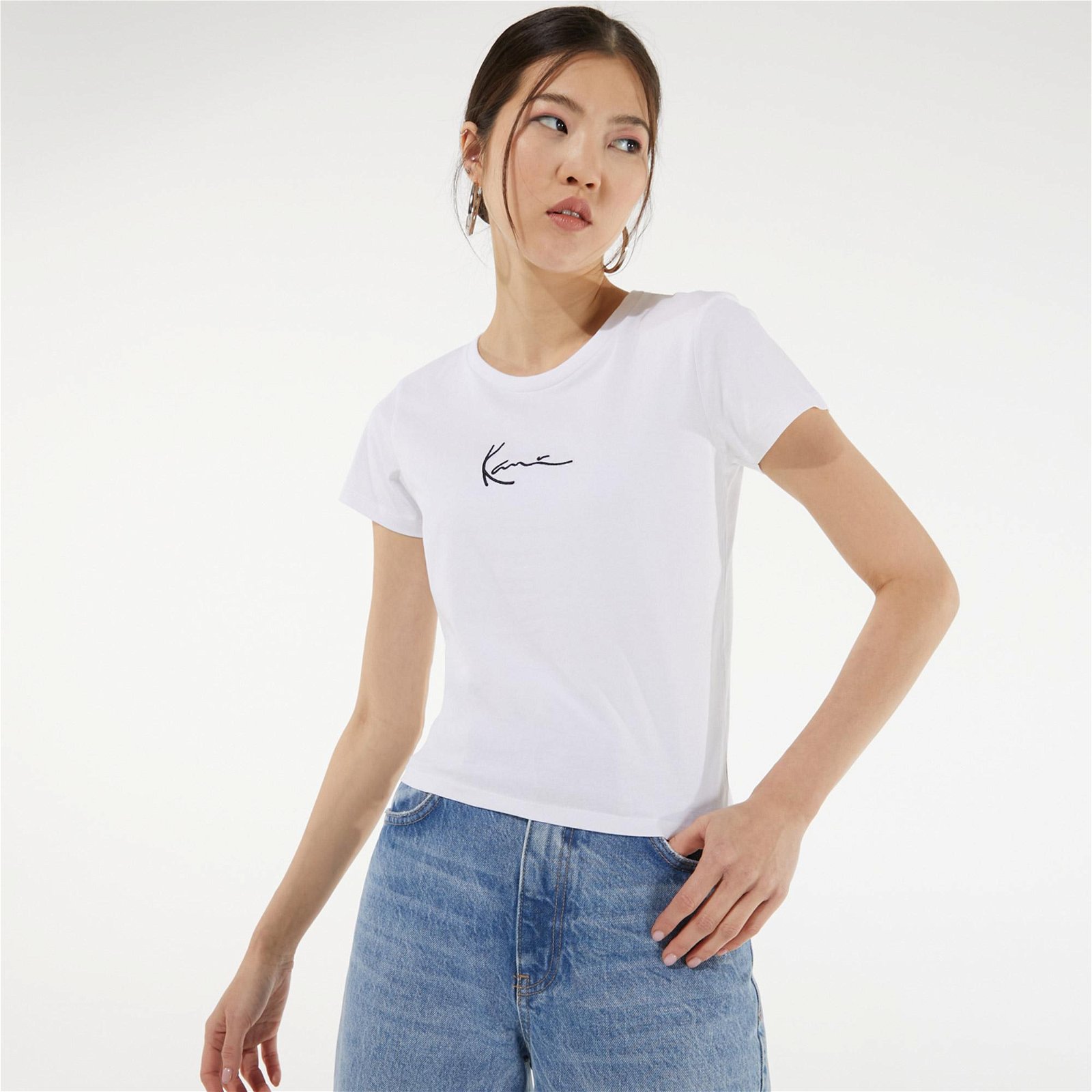 Karl Kani Small Signature Kadın Beyaz T-Shirt