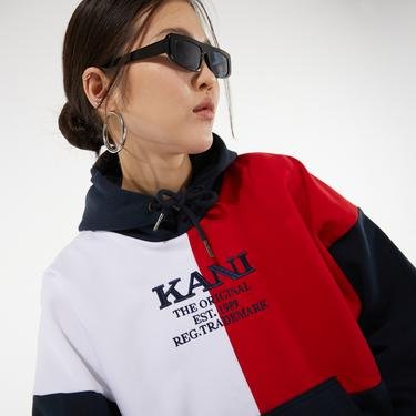  Karl Kani Retro Blok Kadın Lacivert-Kırmızı-Beyaz Sweatshirt