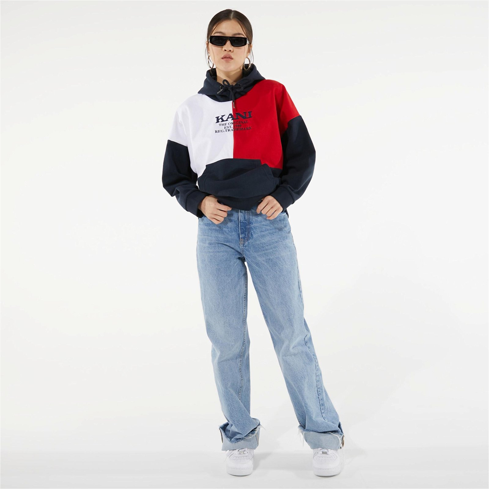 Karl Kani Retro Blok Kadın Lacivert-Kırmızı-Beyaz Sweatshirt